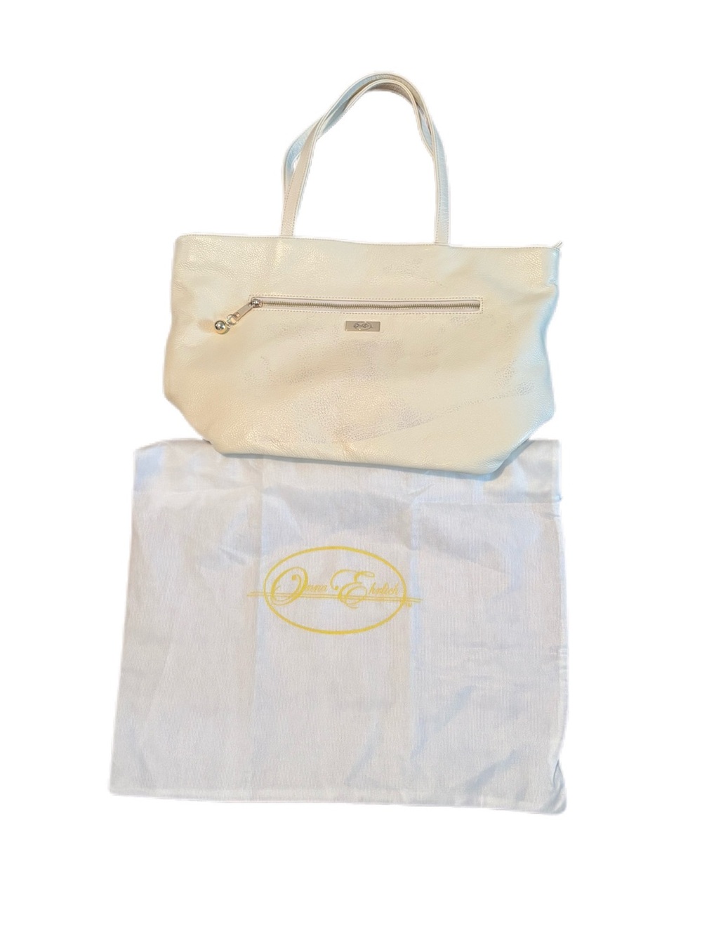 Onna Ehrlich "Tracy" Cowhide Pebbled Leather Tote Bag - Cream/Ivory see below